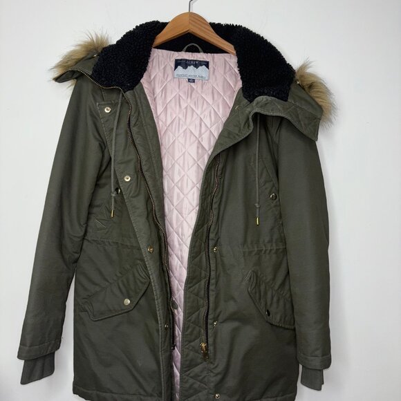 J Crew Waxed Perfect Winter Parka w/ Eco-friendly PrimaLoft Olive Women's Medium - Picture 3 of 10